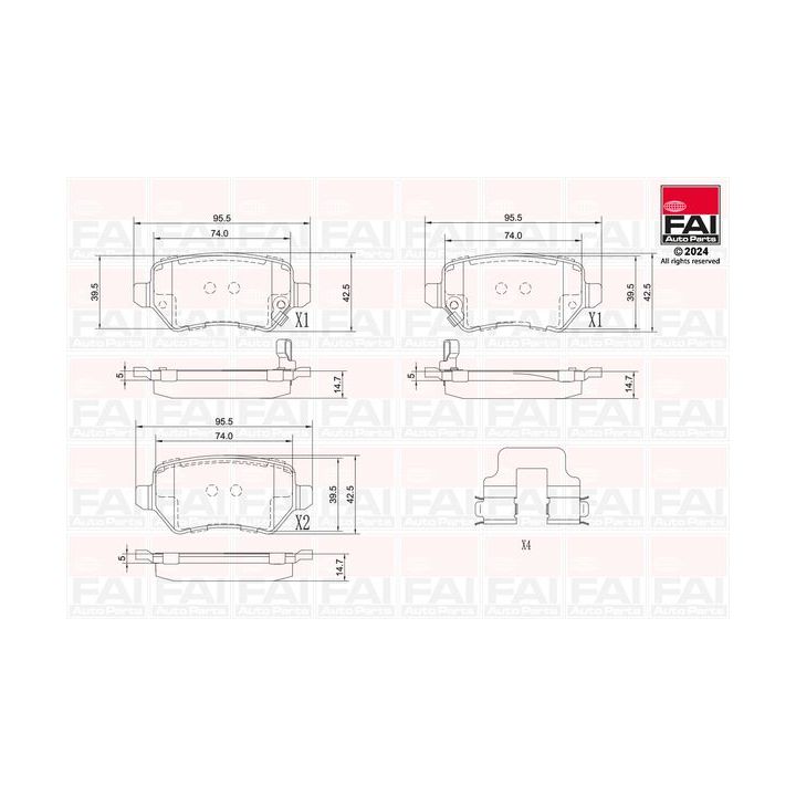 Stabdžių trinkelių rinkinys, diskinis stabdys FAI AutoParts BP108