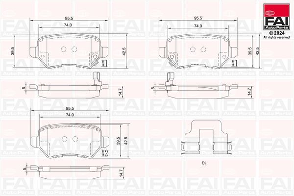 Stabdžių trinkelių rinkinys, diskinis stabdys FAI AutoParts BP108