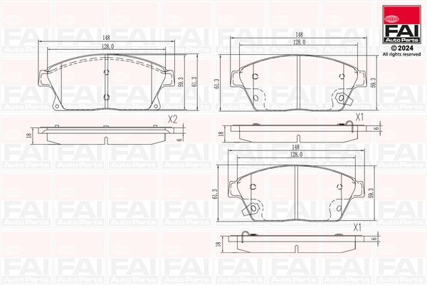 Stabdžių trinkelių rinkinys, diskinis stabdys FAI AutoParts BP122