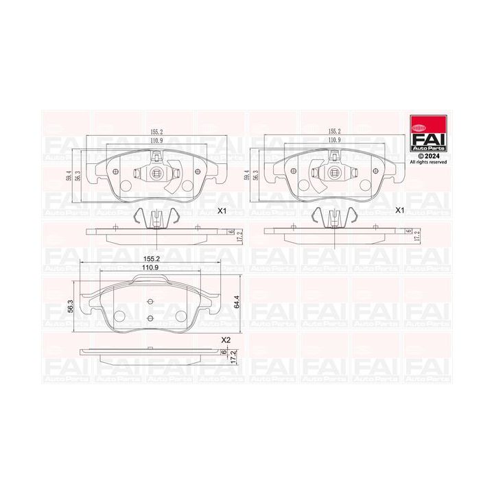 Stabdžių trinkelių rinkinys, diskinis stabdys FAI AutoParts BP139