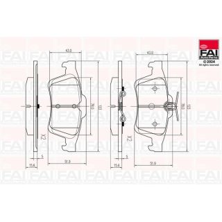 Stabdžių trinkelių rinkinys, diskinis stabdys FAI AutoParts BP142