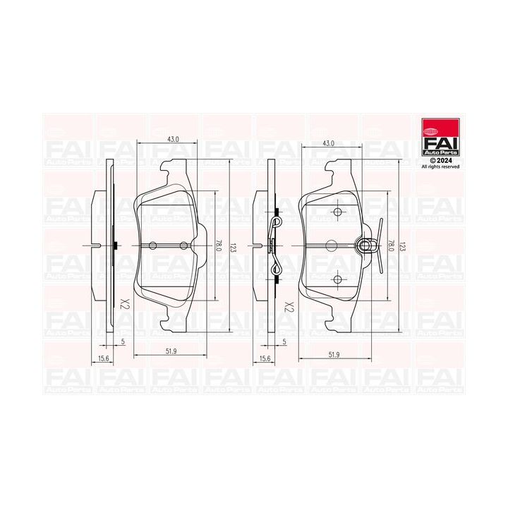 Stabdžių trinkelių rinkinys, diskinis stabdys FAI AutoParts BP142
