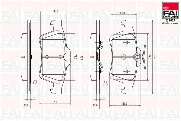 Stabdžių trinkelių rinkinys, diskinis stabdys FAI AutoParts BP142