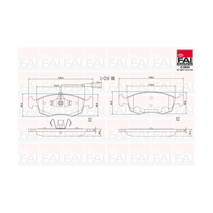 Stabdžių trinkelių rinkinys, diskinis stabdys FAI AutoParts BP147