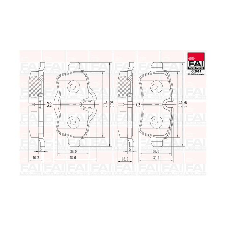 Stabdžių trinkelių rinkinys, diskinis stabdys FAI AutoParts BP152