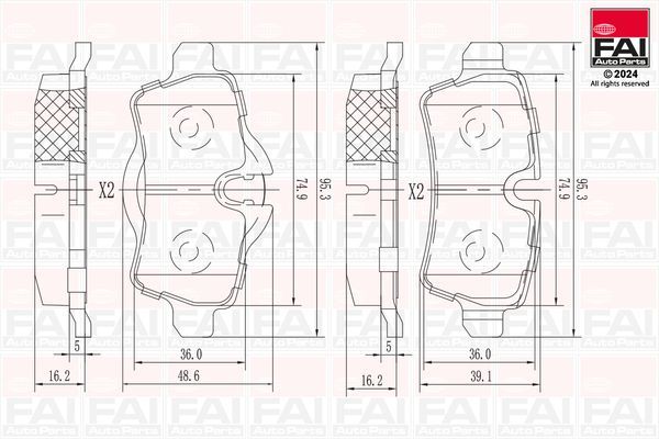 Stabdžių trinkelių rinkinys, diskinis stabdys FAI AutoParts BP152