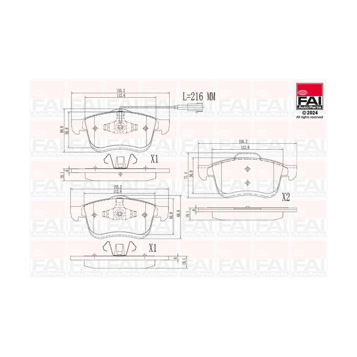 Stabdžių trinkelių rinkinys, diskinis stabdys FAI AutoParts BP169