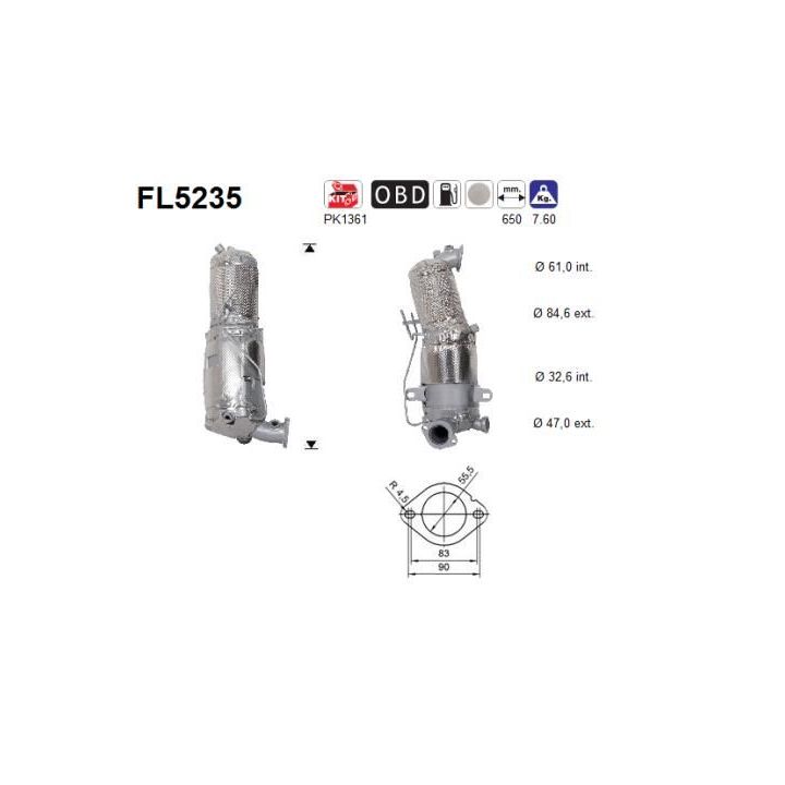 Montavimo komplektas, suodžių filtras AS FL5235