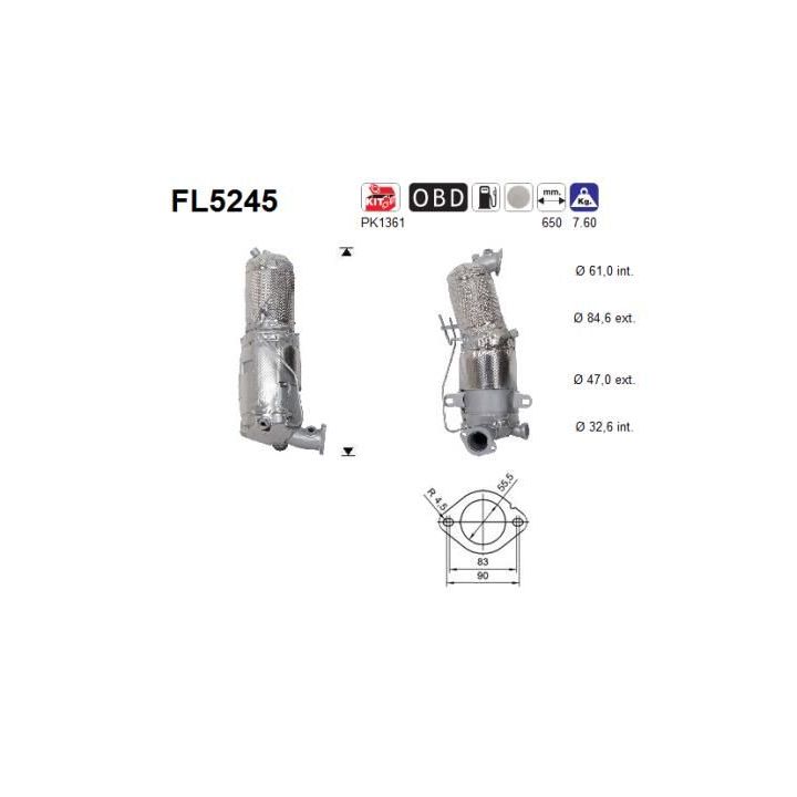 Suodžių / kietųjų dalelių filtras, išmetimo sistema AS FL5245