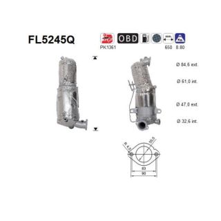 Suodžių / kietųjų dalelių filtras, išmetimo sistema AS FL5245Q