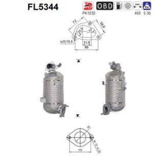 Suodžių / kietųjų dalelių filtras, išmetimo sistema AS FL5344
