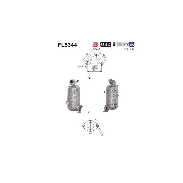 Suodžių / kietųjų dalelių filtras, išmetimo sistema AS FL5344
