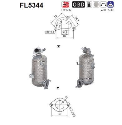 Suodžių / kietųjų dalelių filtras, išmetimo sistema AS FL5344