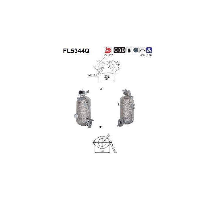 Suodžių / kietųjų dalelių filtras, išmetimo sistema AS FL5344Q