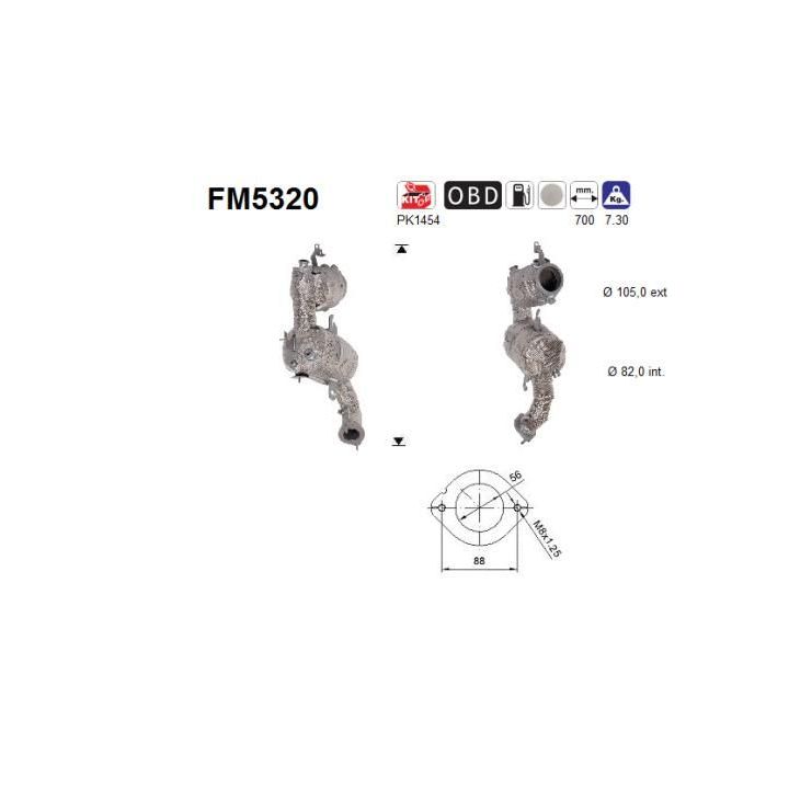 Suodžių / kietųjų dalelių filtras, išmetimo sistema AS FM5320