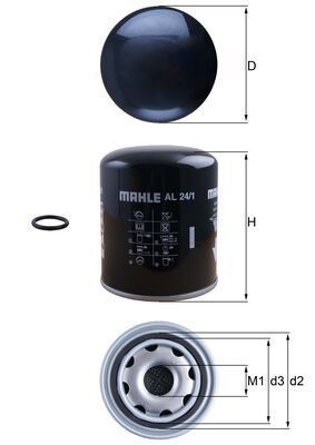 Oro džiovintuvo kasetė, suspausto oro sistema MAHLE AL 24/1