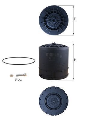 Oro džiovintuvo kasetė, suspausto oro sistema MAHLE AL 27