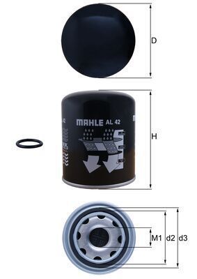 Oro džiovintuvo kasetė, suspausto oro sistema MAHLE AL 42