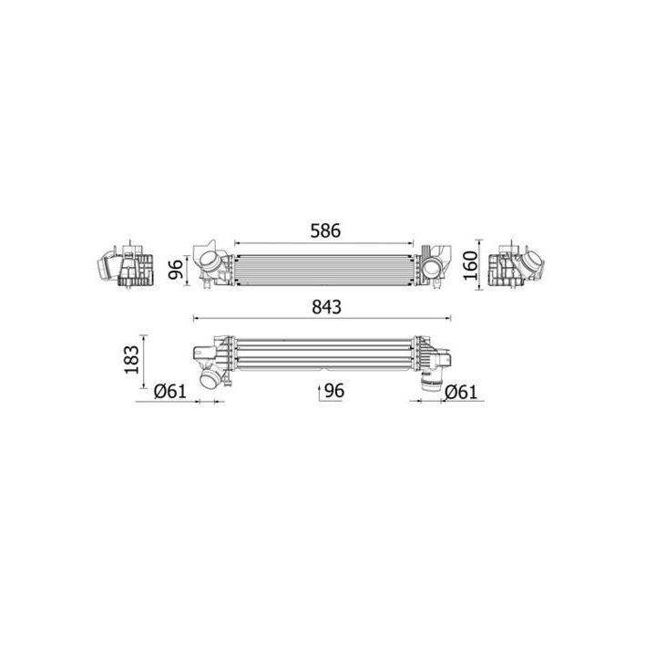 Tarpinis suslėgto oro aušintuvas, kompresorius MAHLE CI 727 000P
