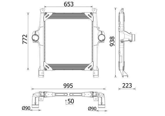 Tarpinis suslėgto oro aušintuvas, kompresorius MAHLE CI 728 000P
