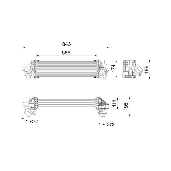Tarpinis suslėgto oro aušintuvas, kompresorius MAHLE CI 735 000P