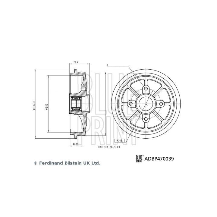 Stabdžių būgnas BLUE PRINT ADBP470039