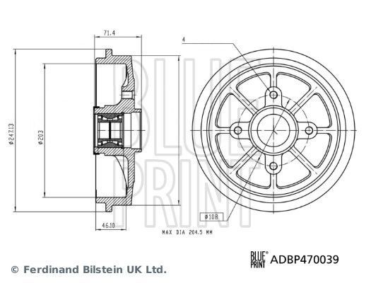 Stabdžių būgnas BLUE PRINT ADBP470039