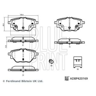 Stabdžių trinkelių rinkinys, diskinis stabdys BLUE PRINT ADBP420169