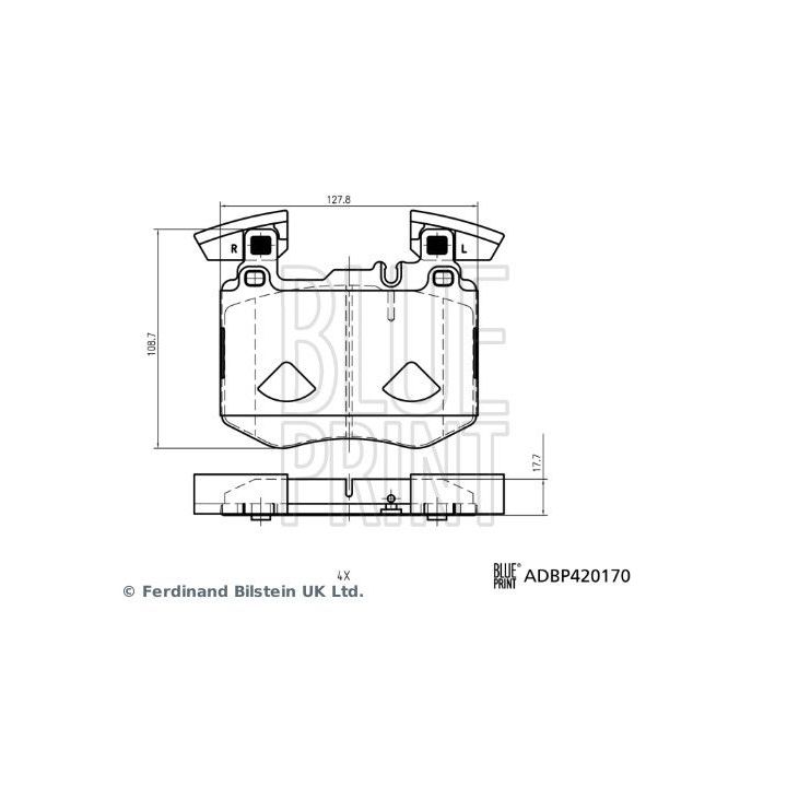 Stabdžių trinkelių rinkinys, diskinis stabdys BLUE PRINT ADBP420170
