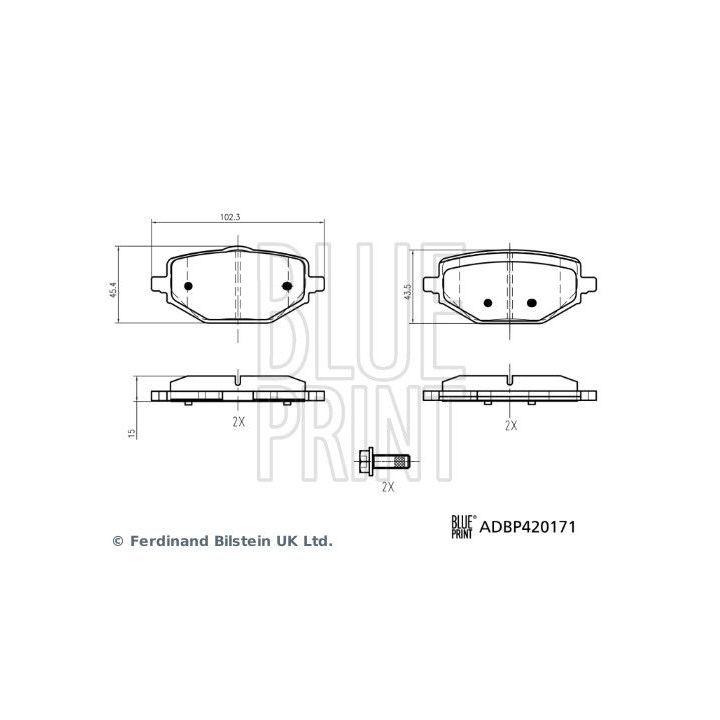 Stabdžių trinkelių rinkinys, diskinis stabdys BLUE PRINT ADBP420171