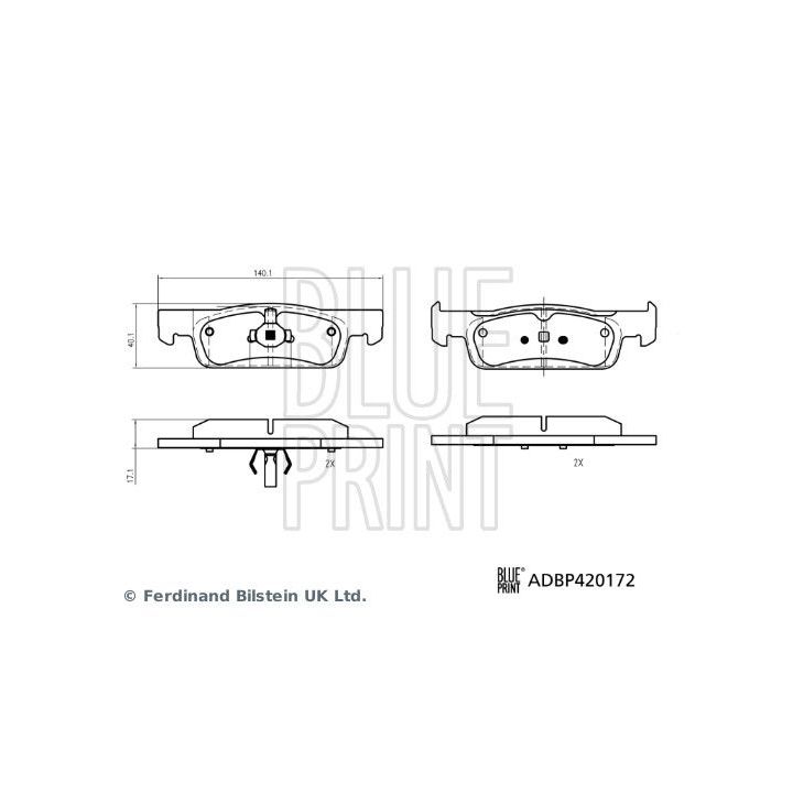 Stabdžių trinkelių rinkinys, diskinis stabdys BLUE PRINT ADBP420172