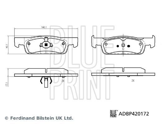 Stabdžių trinkelių rinkinys, diskinis stabdys BLUE PRINT ADBP420172