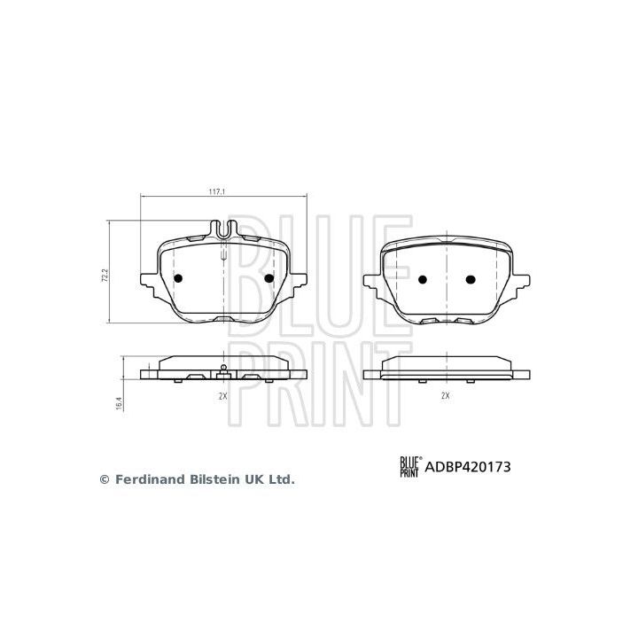 Stabdžių trinkelių rinkinys, diskinis stabdys BLUE PRINT ADBP420173