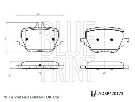 Stabdžių trinkelių rinkinys, diskinis stabdys BLUE PRINT ADBP420173