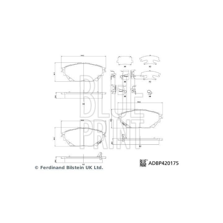 Stabdžių trinkelių rinkinys, diskinis stabdys BLUE PRINT ADBP420175