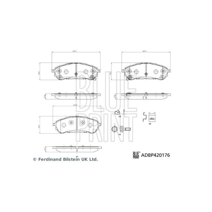 Stabdžių trinkelių rinkinys, diskinis stabdys BLUE PRINT ADBP420176