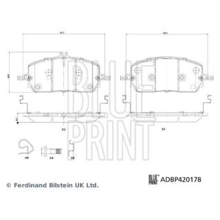 Stabdžių trinkelių rinkinys, diskinis stabdys BLUE PRINT ADBP420178