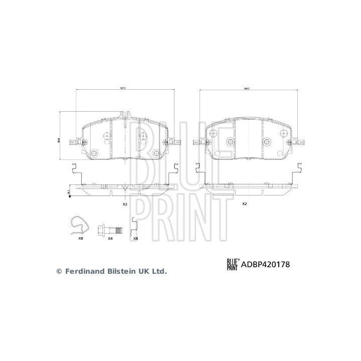 Stabdžių trinkelių rinkinys, diskinis stabdys BLUE PRINT ADBP420178