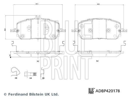 Stabdžių trinkelių rinkinys, diskinis stabdys BLUE PRINT ADBP420178