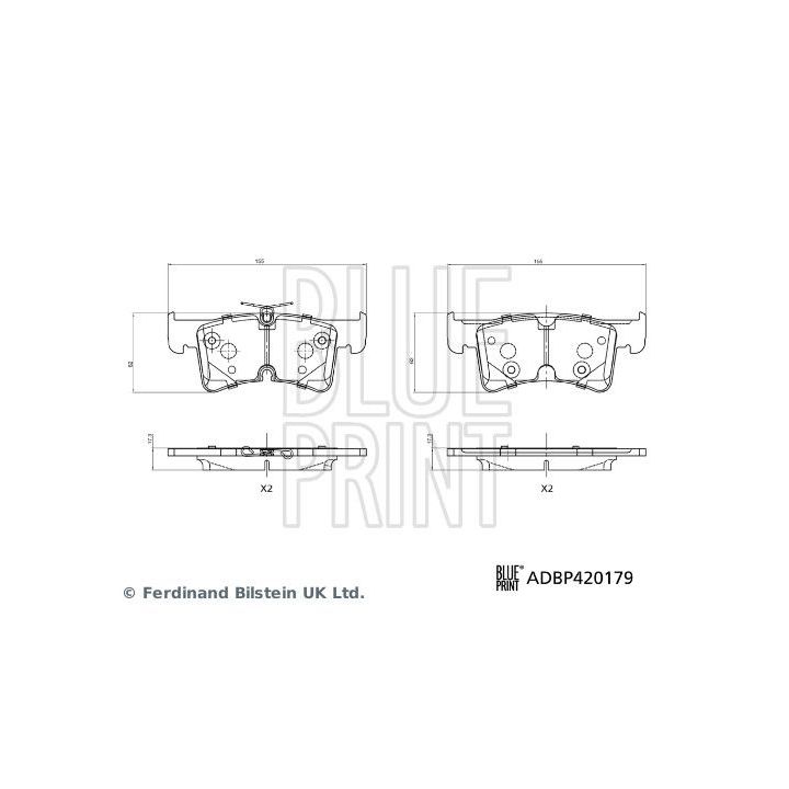 Stabdžių trinkelių rinkinys, diskinis stabdys BLUE PRINT ADBP420179