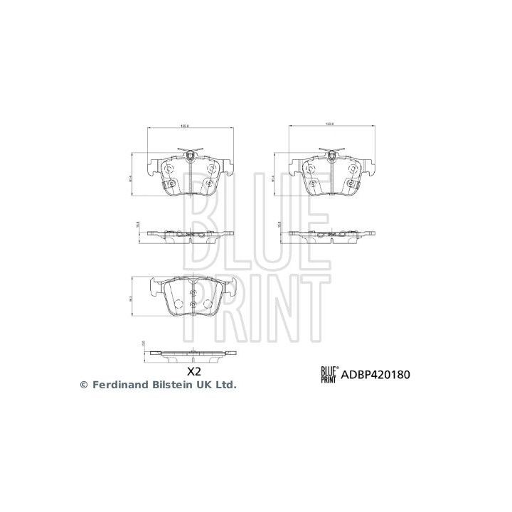 Stabdžių trinkelių rinkinys, diskinis stabdys BLUE PRINT ADBP420180