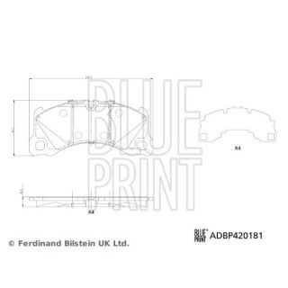 Stabdžių trinkelių rinkinys, diskinis stabdys BLUE PRINT ADBP420181