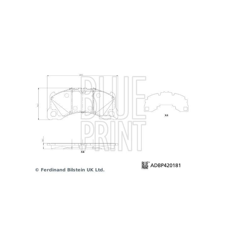 Stabdžių trinkelių rinkinys, diskinis stabdys BLUE PRINT ADBP420181