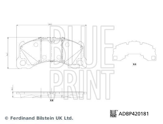 Stabdžių trinkelių rinkinys, diskinis stabdys BLUE PRINT ADBP420181
