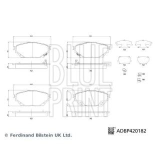 Stabdžių trinkelių rinkinys, diskinis stabdys BLUE PRINT ADBP420182