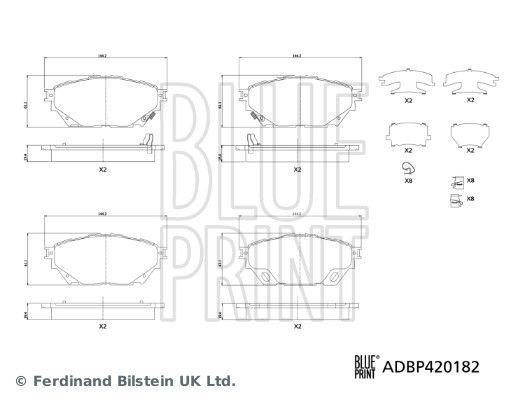 Stabdžių trinkelių rinkinys, diskinis stabdys BLUE PRINT ADBP420182