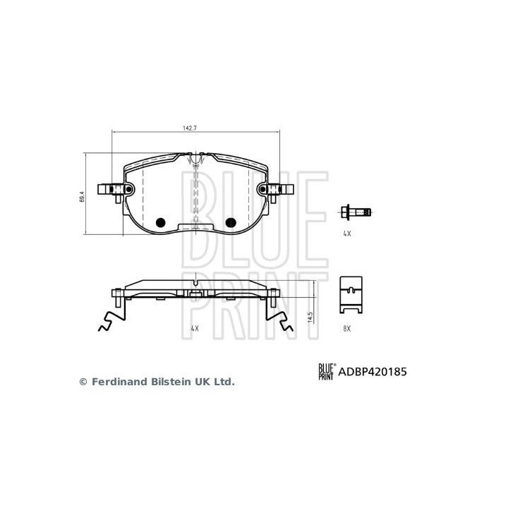Stabdžių trinkelių rinkinys, diskinis stabdys BLUE PRINT ADBP420185