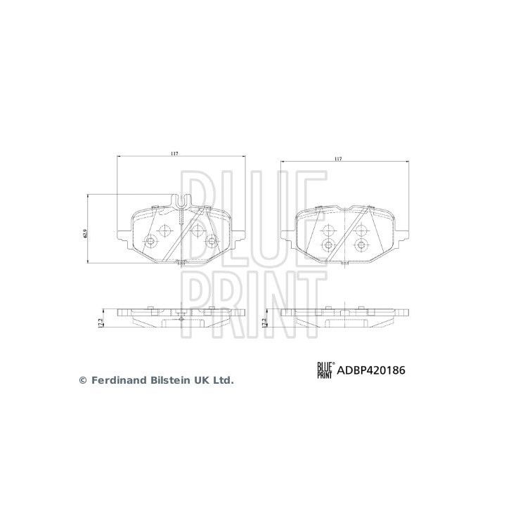 Stabdžių trinkelių rinkinys, diskinis stabdys BLUE PRINT ADBP420186