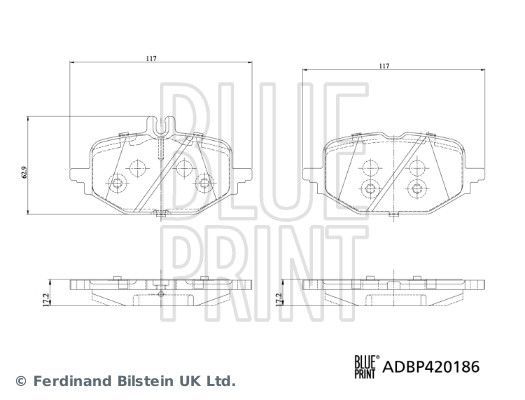 Stabdžių trinkelių rinkinys, diskinis stabdys BLUE PRINT ADBP420186