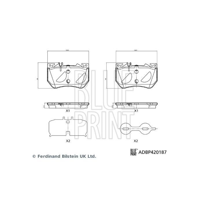 Stabdžių trinkelių rinkinys, diskinis stabdys BLUE PRINT ADBP420187